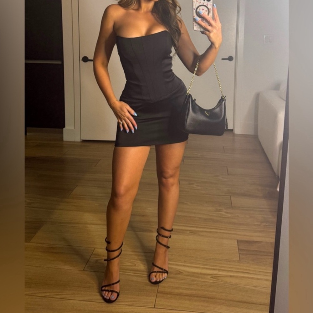 Black strapless corset dress